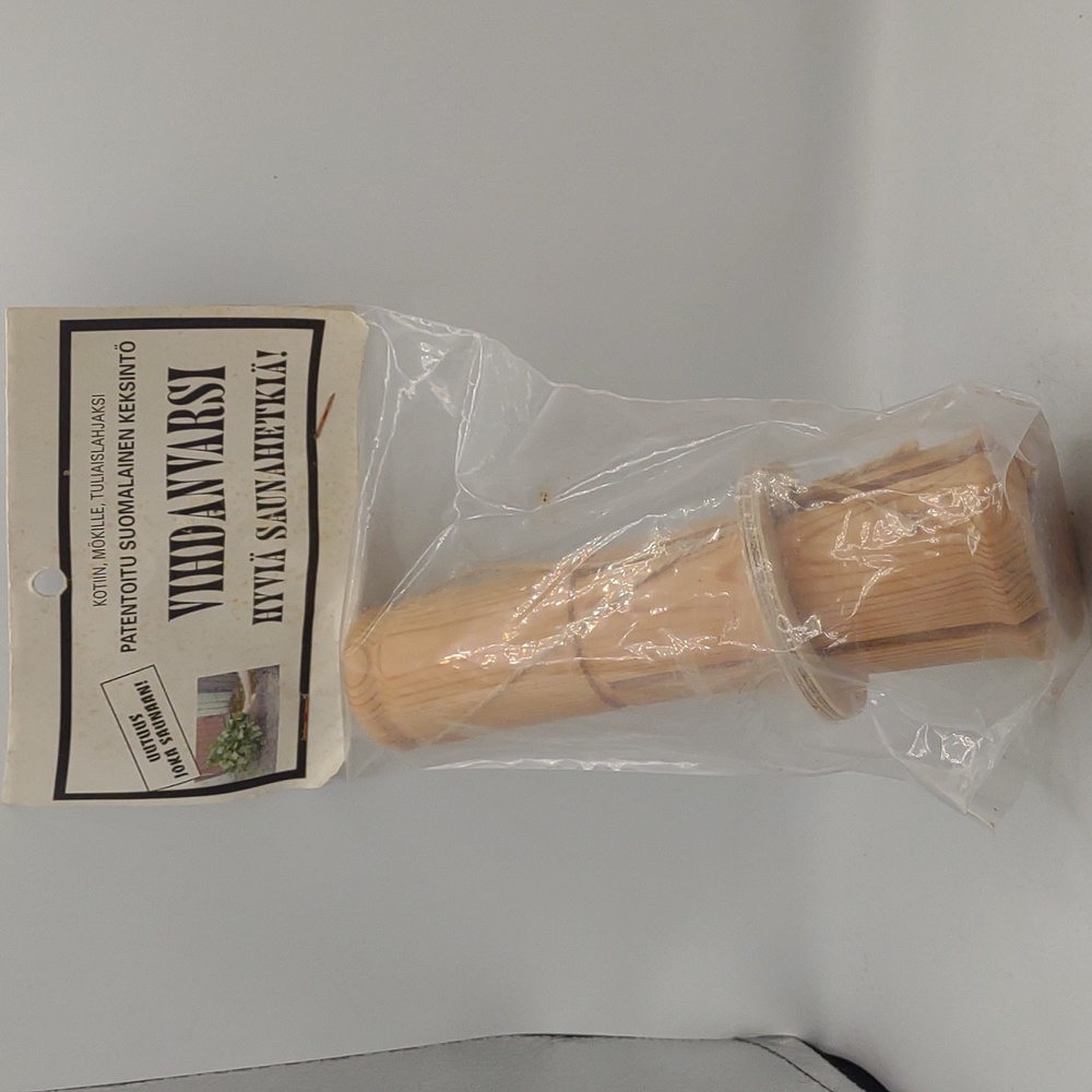 Vintage handcrafted sauna whisk wood wooden handle bath broom tool venik spa